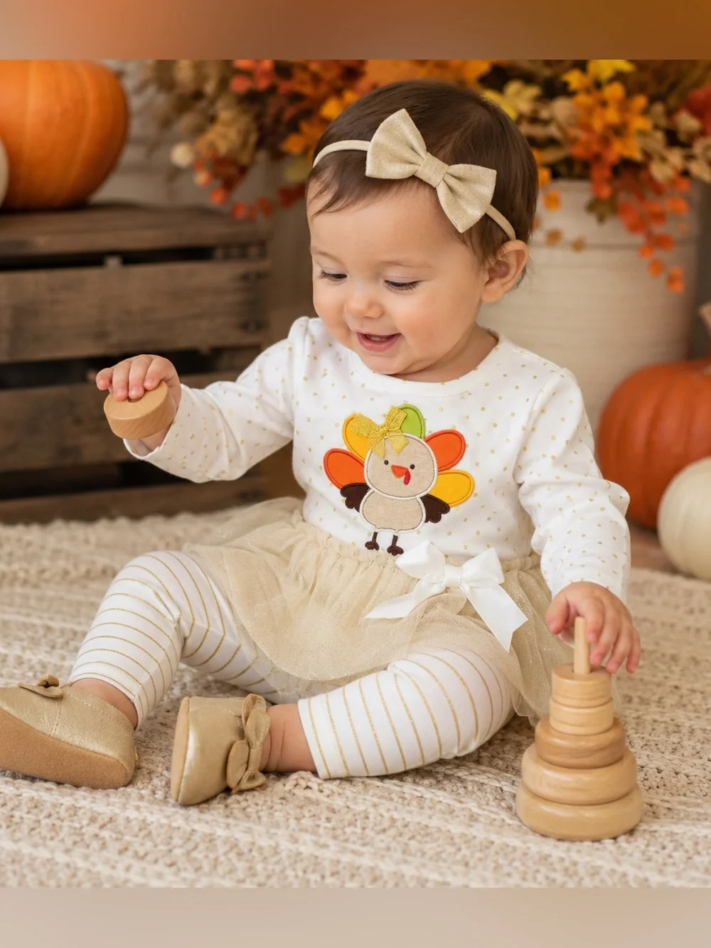 Baby Essentials Thanksgiving Turkey top  12M NWT Tutu Legging Set